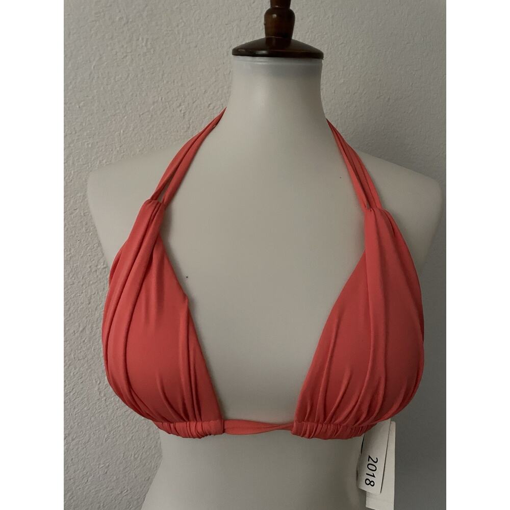 La Blanca Swim Bikini Top Island Goddess Shirred Halter Swimwear